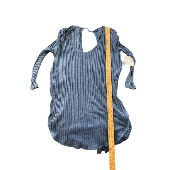 Free People Astoria Hacci Ribbed in Denim Blue Top Open Back XS $78 - Picture 11 of 11